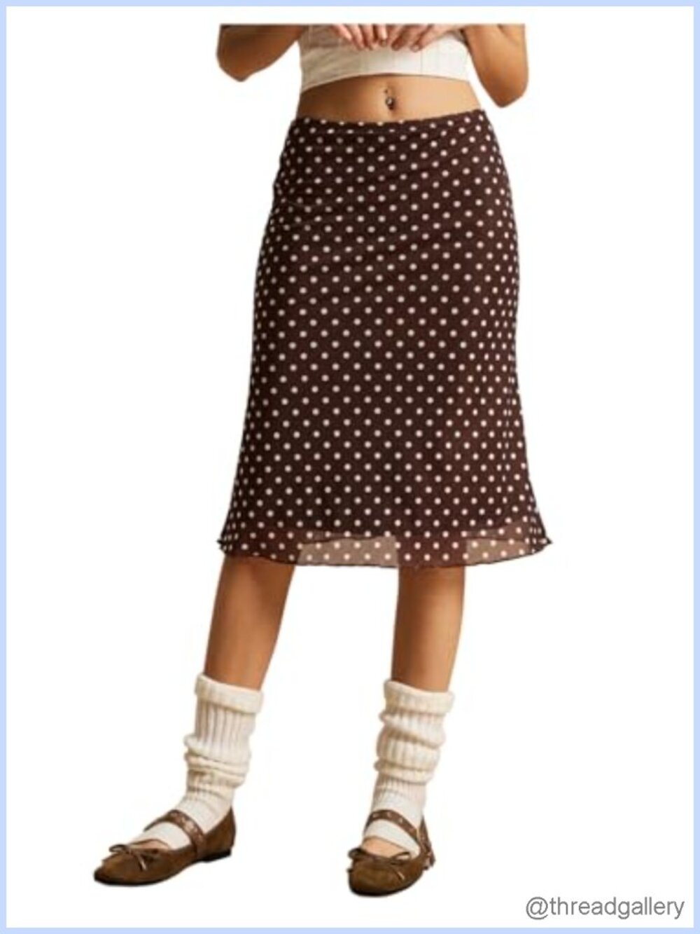 Milumia Women's Polka Dots Low Rise Mesh Fishtail Midi Skirt